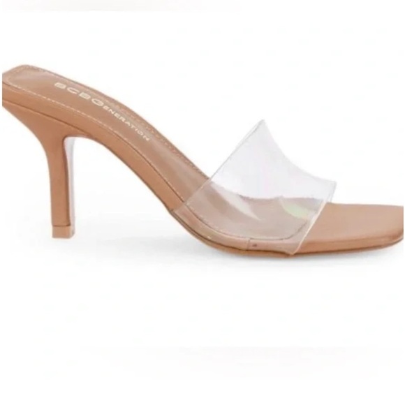 BCBGeneration Tan Heels with Clear Strap - Picture 5 of 6